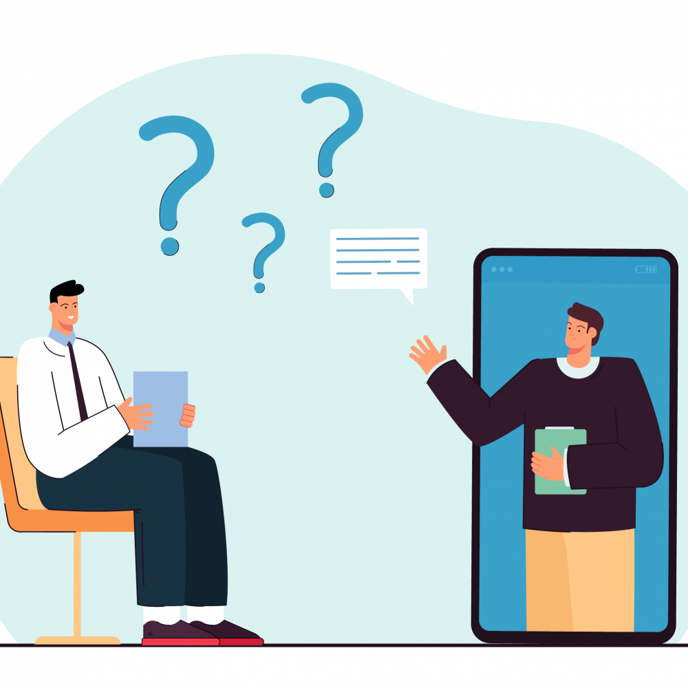 person conducting an online interview