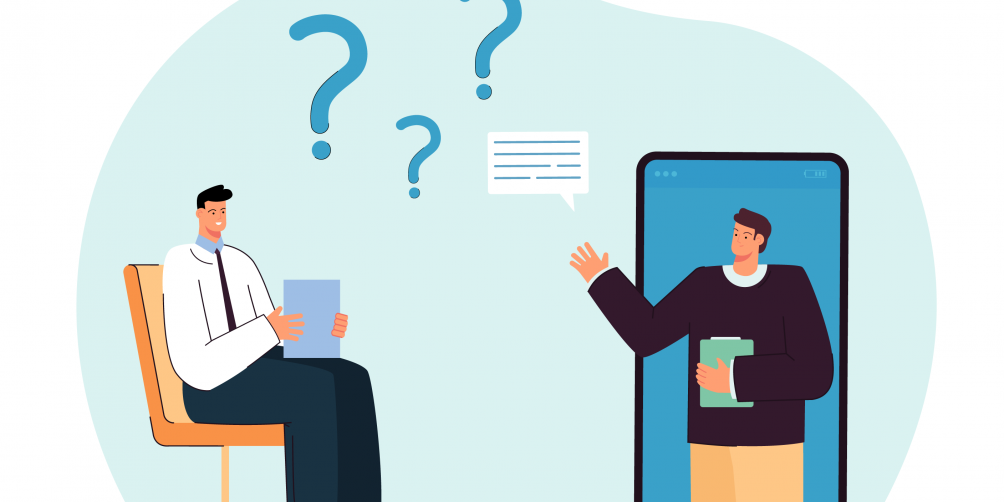 person conducting an online interview