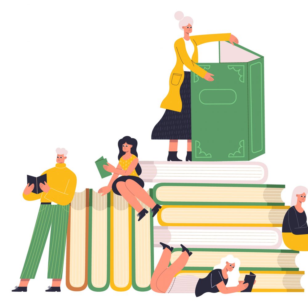 people reading books