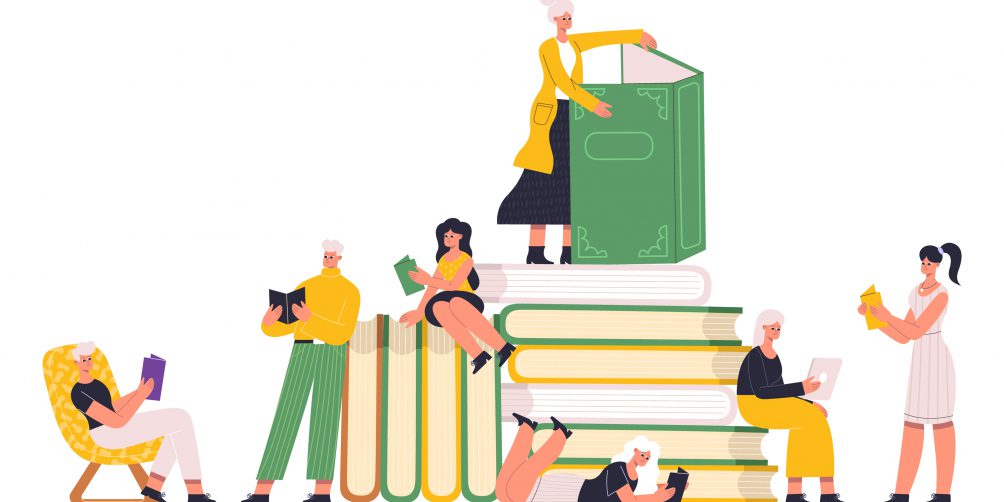 people reading books