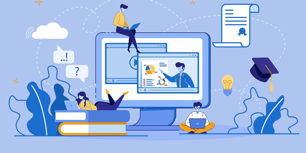 Students studying online